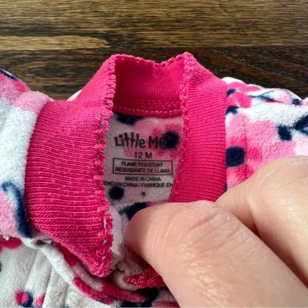 🍭4/$20 Little Me Floral Fleece Zip Footie Pajamas for Baby Girl - 12 months